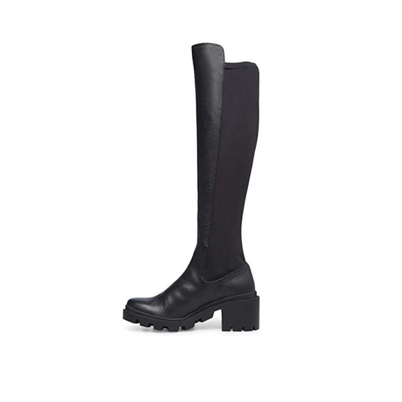 LIKE NEW Steve Madden Rino black lug sole knee high leather boots - Picture 2 of 10